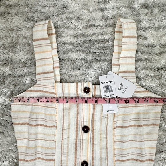Roxy Sweeter Dreams Striped Cream Summer Mini Dress, Size Small - Picture 6 of 13